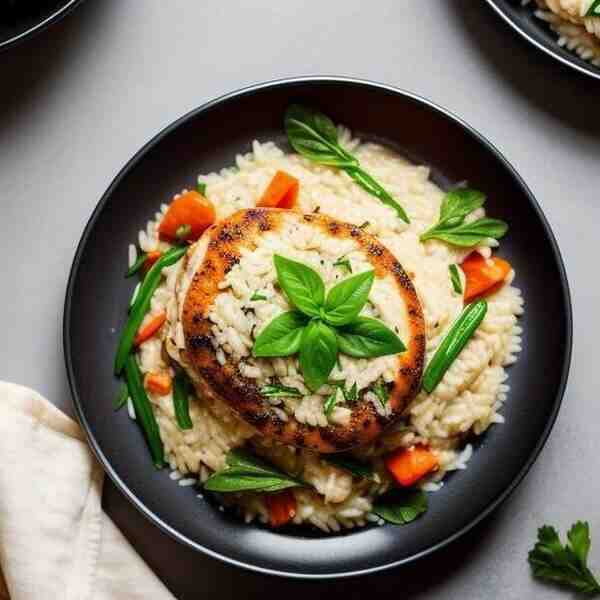 Ризотто с курицей и овощами
